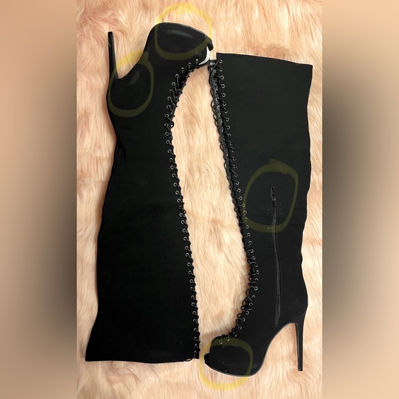 Open Toe Lace Up Boots - Picture 2 of 4